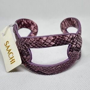 Saachi Ogee Snakeskin Embossed Cuff Bracelet NWT